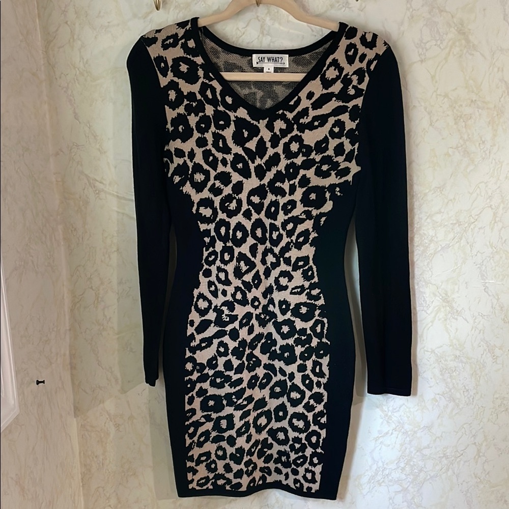Say What? Black and Cream V-Neck Bodycon Dress
